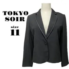✨美品✨　東京ソワール　ジャケット　１つボタン　１１　Ｌ　ブラック　冠婚葬祭