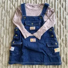 100cm デニム ジャンバースカート