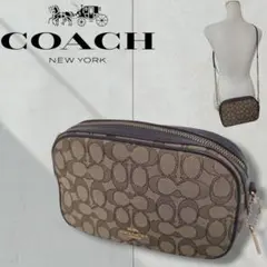 良品 COACH コーチ ホースアンドキャリッジ ショルダーバッグ 青