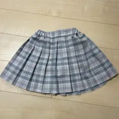 140サイズ 青系チェック プリーツスカート