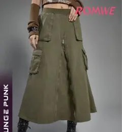 Grunge Punk フラップポケット ジッパーアップ デニムスカート