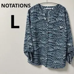 ✨美品✨NOTATIONS 【L】 アブストラクトパターン 長袖シャツ