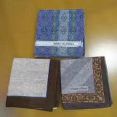 MARIO VALENTINO等メンズハンカチ3枚セット