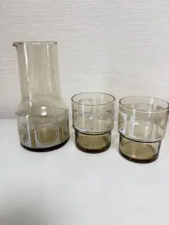 ピッチャー、水差しとグラスセット佐々木ガラス、昭和レトロ