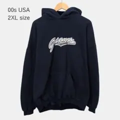 00s GILDAN グランジ 野球 パーカー 2XL USA Y2K ネイビー