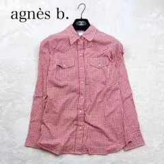 agnes b. アニエスベー ギンガムチェック シャツ ブラウス 赤 綿100