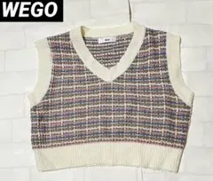 WEGO チェック柄 Vネック ニットベスト