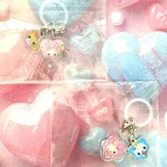 おはじきシールめじるしチャーム2個セット フワフワらびちゃん ハッピーマーチ