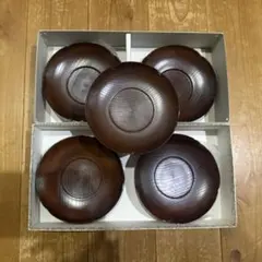 天然木　高級美術漆器　茶托 5枚セット