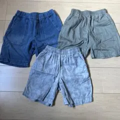 ハーフパンツ3点セット（デニム・グレー・カーキ）