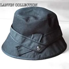 美品ランバンコレクション バケットハット 帽子 黒ブラック クロシェ ボタンのサムネイル