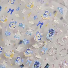 ネイルシール　3D　立体　交響楽団　オーケストラ　ウサギ　月　星　4341