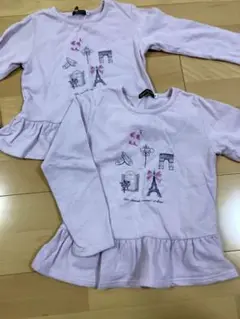 双子　お揃い　まとめ売り　パープル　遊び着　べべ　可愛い　トレーナー
