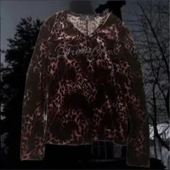 レオパード ロンt ラメ ベロア y2k 英字 平成 お兄系 V系 十字架