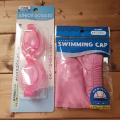 2点！ ゴーグル スイムキャップ 水泳 プール スイミング 小学校 　ピンク
