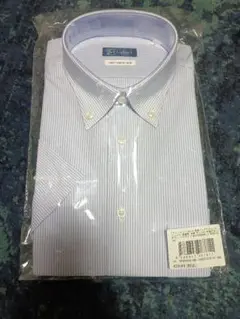 i-shirt ストライプドレスシャツ　半袖　はるやま　L