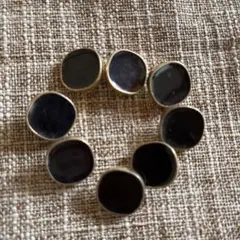 黒ボタンゴールドふち 四角型　8個
