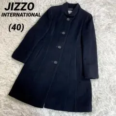 日本製　JIZZO ノーカラーロングコート　アンゴラ　ウール　キュプラ　黒のサムネイル