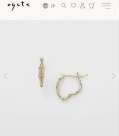 agate K10ゴールド フープピアス 美品