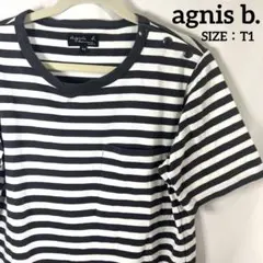 agnis b. アニエスベー　Tシャツ　カットソー　ボーダー白黒　日本製　半袖