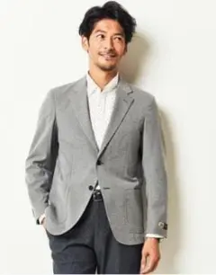 新品 Carreman生地 テーラードジャケット グレー XL タグ付のサムネイル