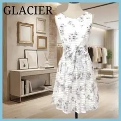 美品 グラシア GLACIER 花柄 シフォン ワンピース M 膝丈 ハニーズ