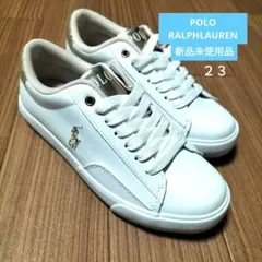週末限定！新品 POLO RALPH LAUREN 白 ゴールド スニーカー23