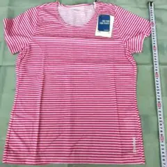 【美品】Reebok ピンク ストライプ 半袖Tシャツ Mのサムネイル