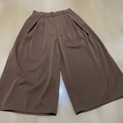 GU ブラウン ガウチョパンツ プリーツ入り