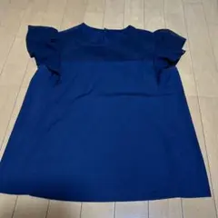 ネイビー フリル袖 シャツ