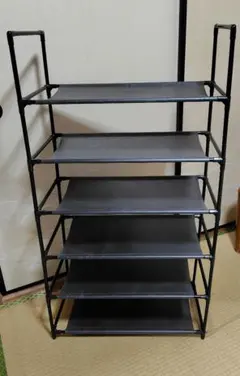 ブラック 6段オープンシェルフ