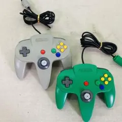 NINTENDO64　純正コントローラー　グレー　グリーン　2個セット　Z