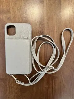 iPhone 11 ショルダーストラップケース レザー　鏡付き　ミラー