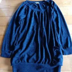 THEORIA ダークブルー 長袖チュニック Lサイズ