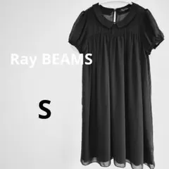 Ray BEAMS　ブラック シフォン 半袖 ワンピチュニック　S　Aラインのサムネイル