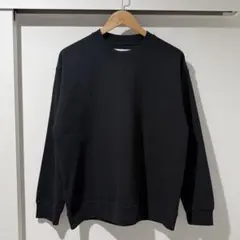 未使用◎ ナノユニバース クルーネック コットンニット M ブラック 黒