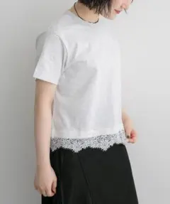 新品◆FORK&SPOON◆ヘムレースダメージTシャツ《TOPGRAY 》のサムネイル