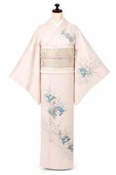 洗える着物　訪問着　高級　お洒落着物　オシャレ訪問着　絵羽　お出かけ着物　扇のサムネイル