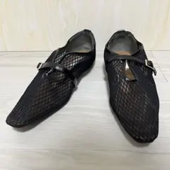 美品　EVOL 23cm メッシュ フラットシューズ フラットパンプス　黒のサムネイル