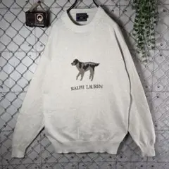 90s CHAPS ラルフローレン コットンニット 犬 アニマル 刺繍 L程