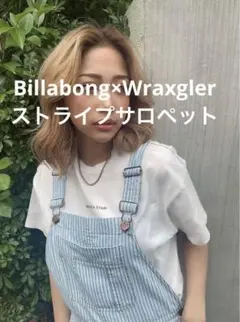 billabong×Wraxgler(Sサイズ)ストライプオーバーオールのサムネイル