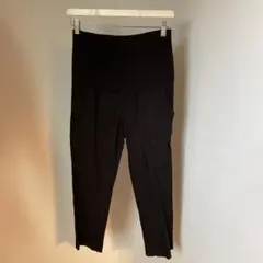 黒 マタニティパンツ ハイウエスト サイドポケット付き