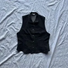 00's ブラックデニム ベスト ジレ Y2K グランジ アメカジ ストリート