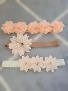 ベビー 赤ちゃん用 フラワーヘアバンド3点セット