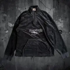 00s【Reebok】ベロア/ハーフジッププルオーバー/Y2K/ブラック/993