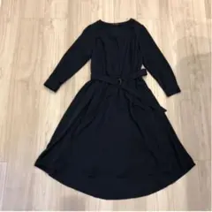 美品UNITEDARROWSユナイテッドアローズ濃紺動きのある7部袖ワンピースF