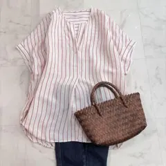 JOURNAL STANDARD 麻レーヨンストライプ ブラウス