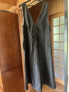 GUデニム ジャンパースカート Vネック ノースリーブ