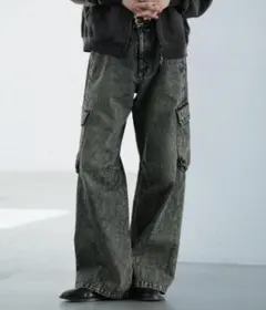 wym VINTAGE WASHED DENIM CURVED CARGO