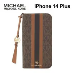 【新品】マイケルコース iPhone14plus手帳型ケースブラウン2639